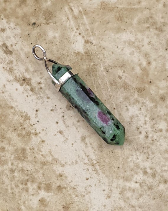 Ruby in Zoisite Crystal Pendant Double Terminated… - image 5