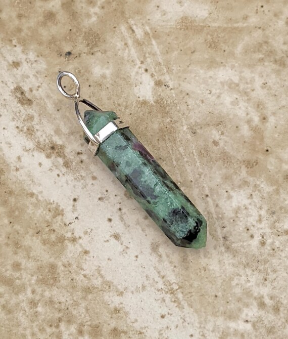 Ruby in Zoisite Crystal Pendant Double Terminated… - image 3