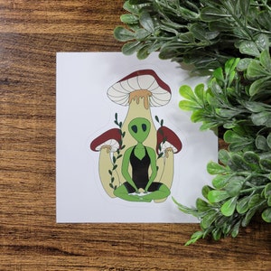 Mushroom Alien Trippy Kiss-Cut Sticker