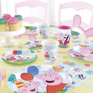 Peppa Pig Party Forniture Stoviglie - Piatti / Tovaglioli / Tazze / Copritavolo / Forche / Palloncini