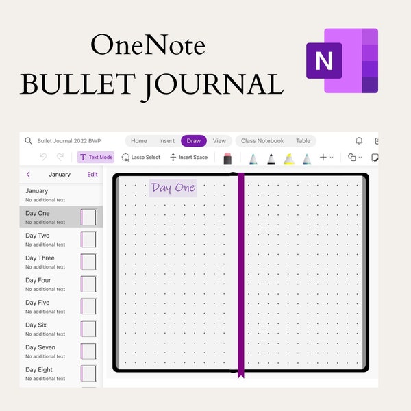 Onenote Bullet Journal Template Etsy
