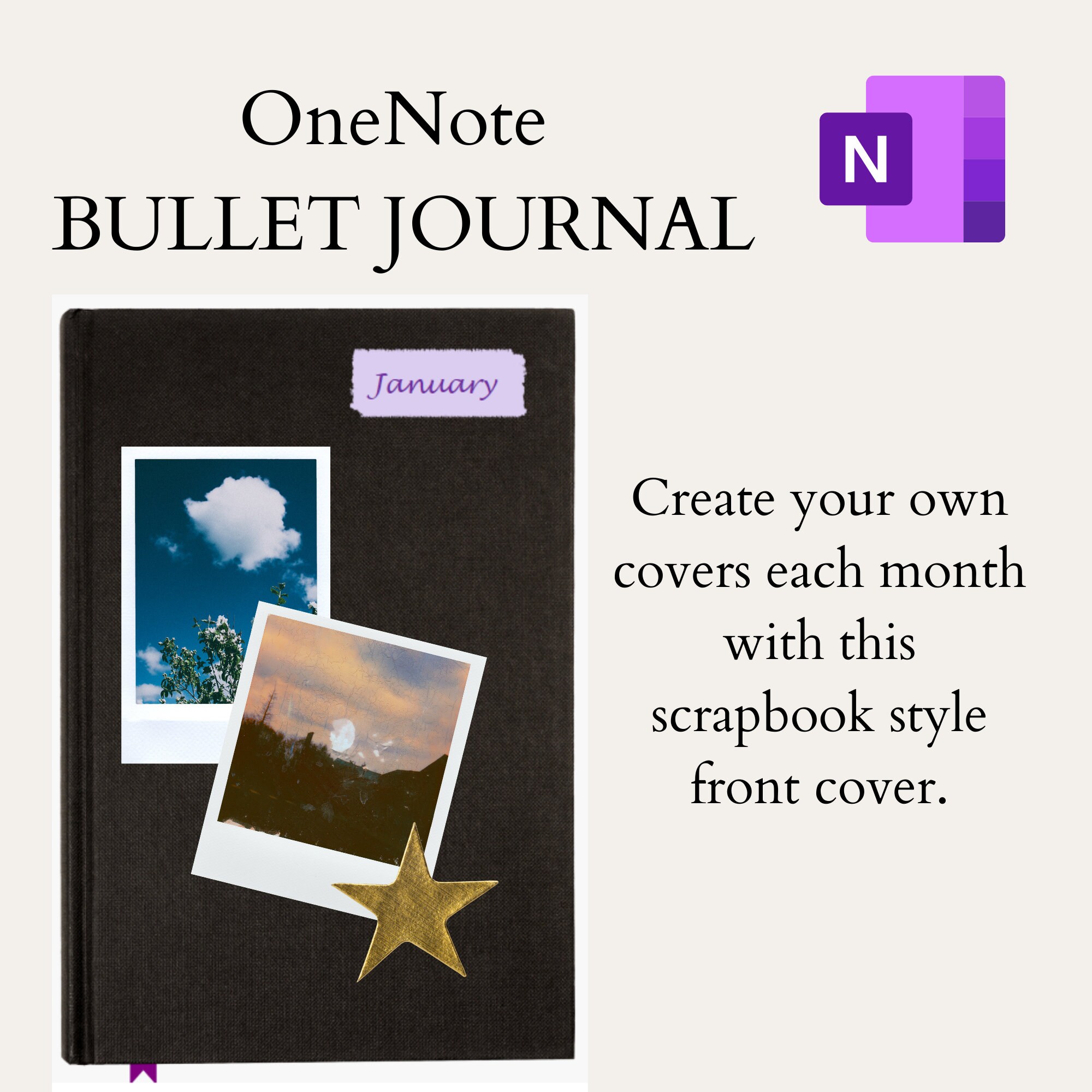 Onenote Digital Bullet Journal, Black, White & Purple, Windows Bullet ...