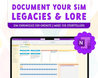 Sims Game Journal & Tracker | The Sim Chronicles for OneNote | For Sims 4, Sims 3 and Sims 2 Gameplay