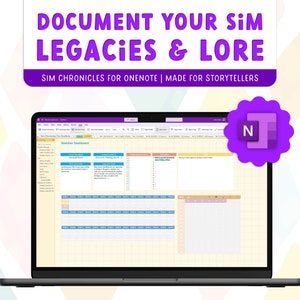 Sims Game Journal & Tracker | The Sim Chronicles for OneNote | For Sims 4, Sims 3 and Sims 2 Gameplay