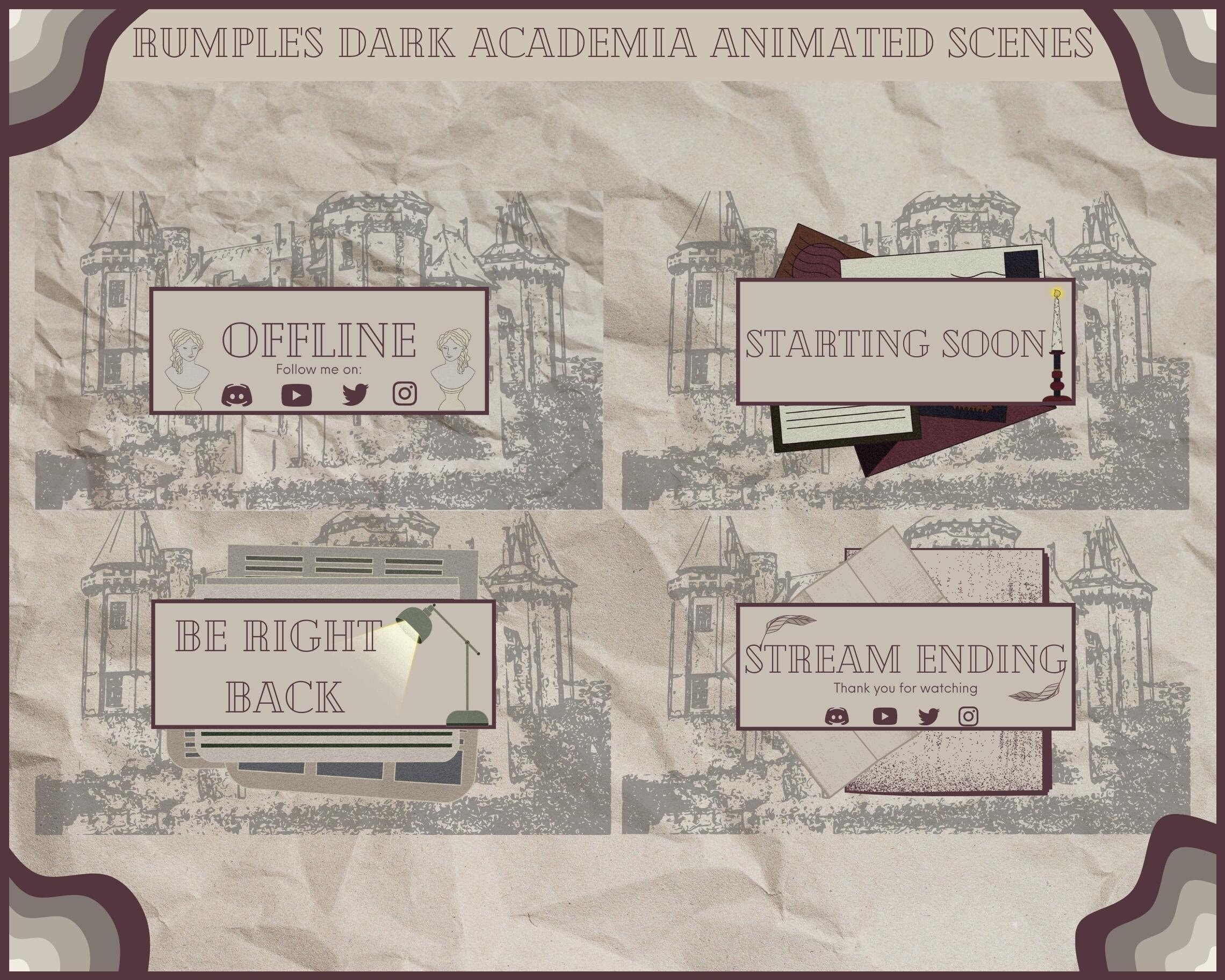 Rumples Dark Academia Animated Scenes | Aesthetic | Twitch | Academia ...