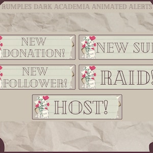 Rumples Dark Academia Animated Alerts | Aesthetic | Twitch | Academia | Youtube |