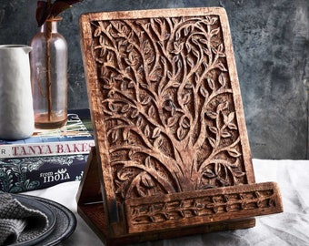 Tree of Life Tablet and Book Adjustable Stand - Collapsible, Engraved