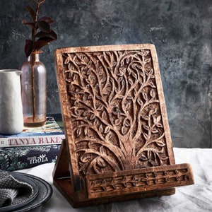 Tree of Life Tablet and Book Adjustable Stand - Collapsible, Engraved