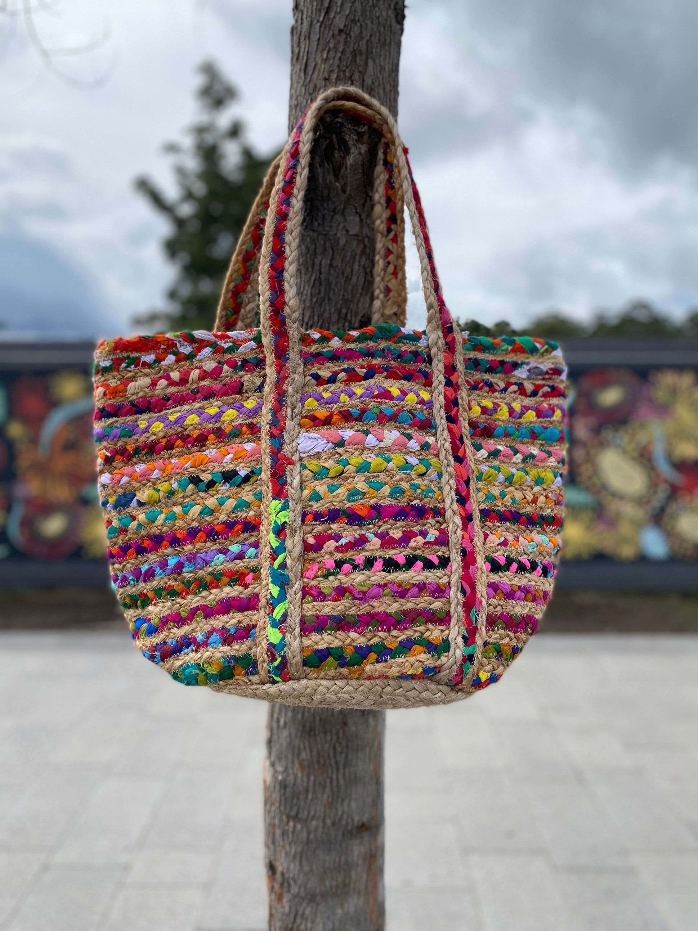 Upcycled Plastic Tote Bags Handmade in India Fair Trade Multiple