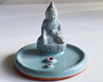 Handmade Ceramic Buddha Incense Holder - Fair Trade Artisan Burner for Meditation & Home Decor