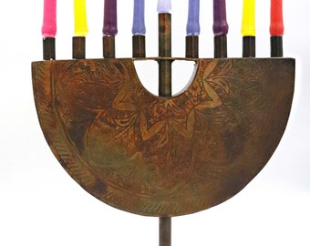 9 Candle Iron Menorah Hanukkah, Chanukah Jewish Celebration, Jewish Gift