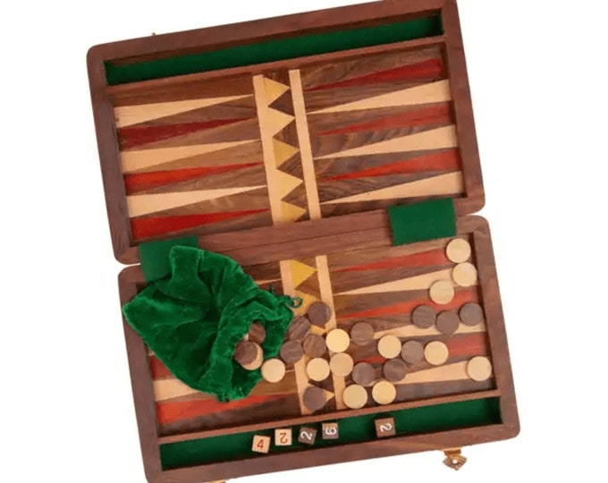 Handcrafted Backgammon Board Game Travel Wooden Set