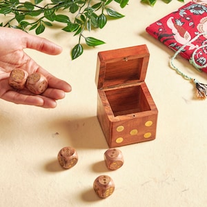 Handcrafted Sustainable Wood Dice Set of 6 in Box