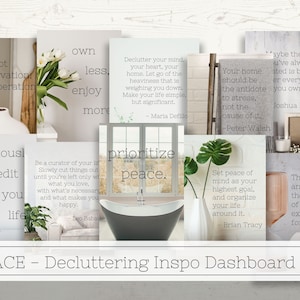 Peace Minimalist Inspo Dashboard Bundle | Decluttering Printables | Minimalist Printables | Minimalist Quotes | Planner Inserts