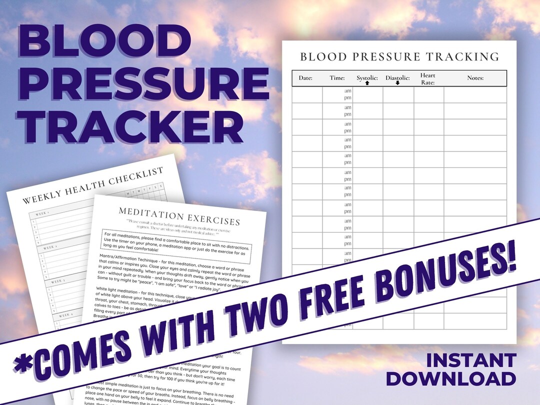 Blood Pressure Tracker Printable Blood Pressure Tracker Personal Health ...