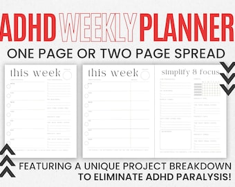 ADHS Wochenplaner | ADHS Planer Printable | Minimaler Wochenplaner | Wochenplaner Einsatz | ADHS Planer