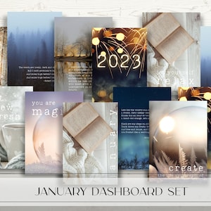 2024 Januar Dashboard Bündel | Winter gemütliche Printables | Neujahr Dashboards | Januar Planer Dashboards | Zitate Planer Einsätze