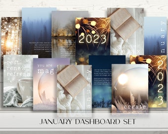 2024 January Dashboard Bundle | Winter Cozy Printables | New Year Dashboards | January Planner Dashboards | Quotes Planner Inserts