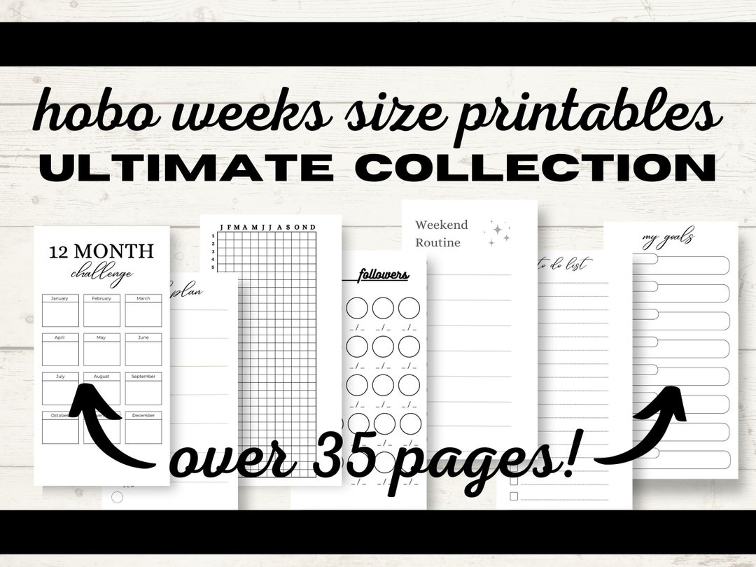 Hobo Weeks Ultimate Printable Collection Weeks Printable Bundle Year in ...