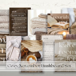 B6 November Dashboard-Bundle | Neutrale gemütliche Printables | Gemütliche Hygge Dashboards | November Planer Dashboards | Zitate Planer Einsätze
