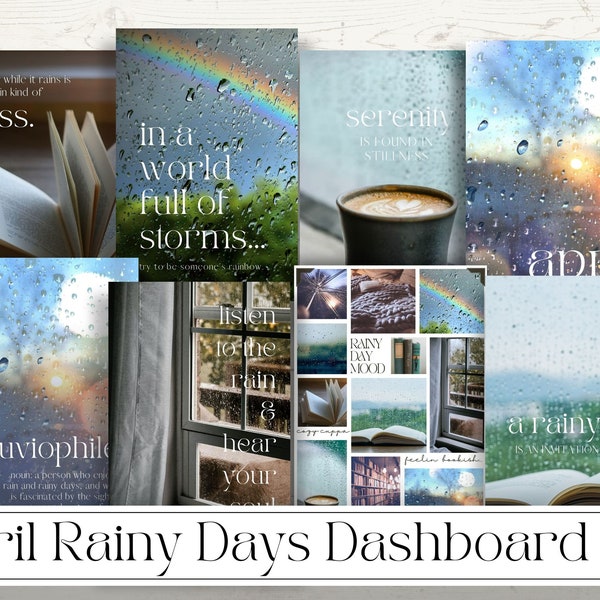 April Dashboard Bundle | Rainy Day Bookish Printables | April Dashboards | Cozy Planner Dashboards | Bookish Planner Inserts