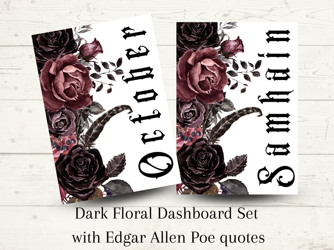 Dark Floral Dashboard Bundle | Printable Planner Covers | B6 Stalogy ...