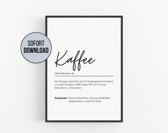 Coffee Poster | Kitchen Pictures Definition Saying | Coffee Lover Gift | Download