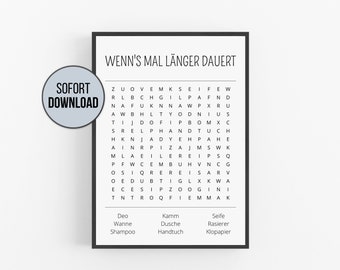 Quiz amusant sur les énigmes de la salle de bain | Déco affiche photo panneau toilette | toilettes invités salle de bains | empreinte cadeau