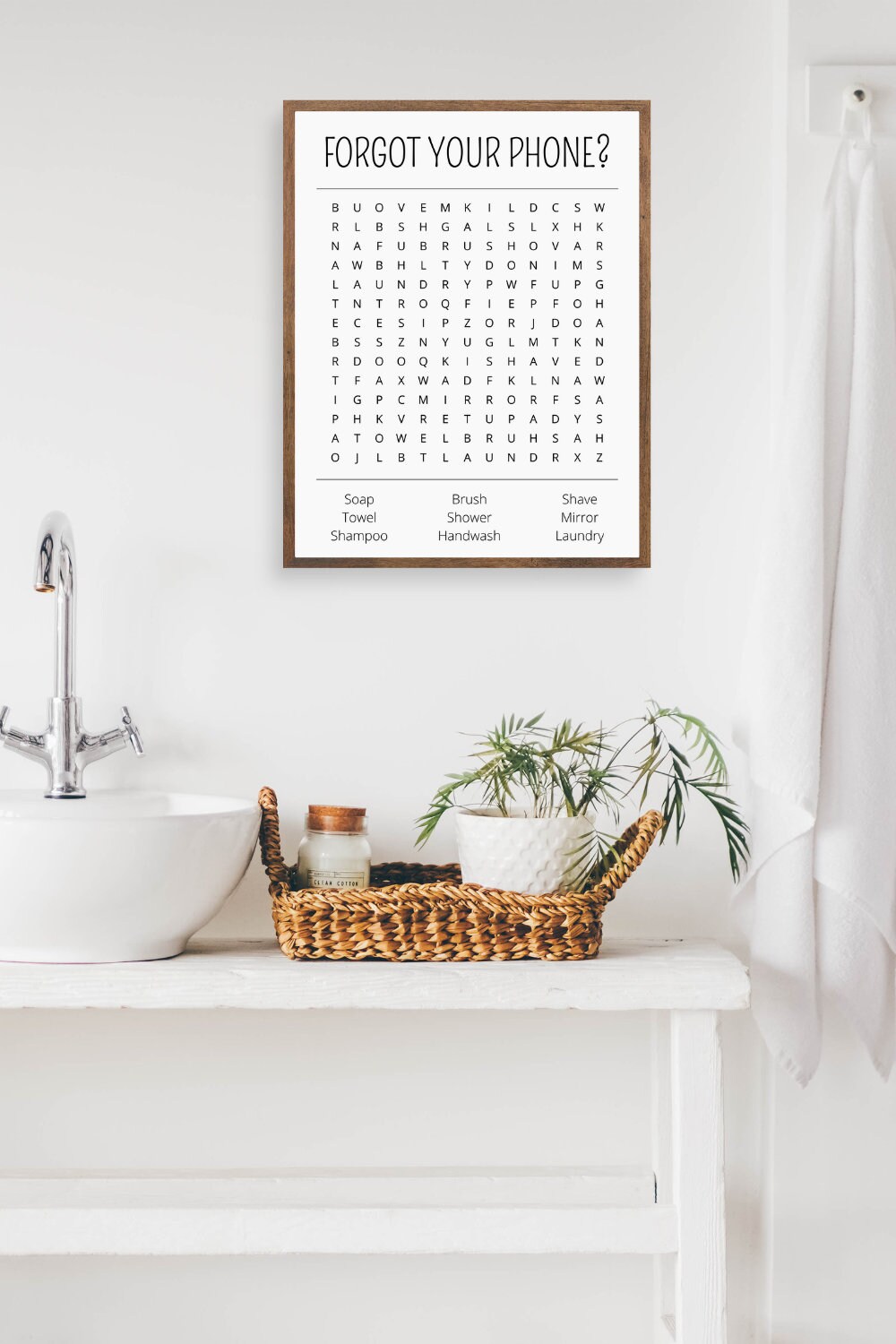 Toilet Crossword Puzzle Funny Bathroom Poster Wall Art Decor Word