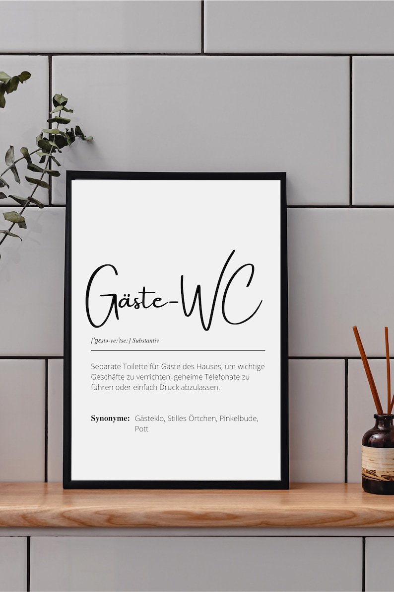 Poster Gäste WC Definition Bedeutung Badezimmer Bild Etsy.de