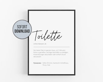 Poster Toilet Definition Meaning | Funny toilet sign | Bathroom Bathroom Toilet Guest Toilet Sign Decoration Picture | Gift entry