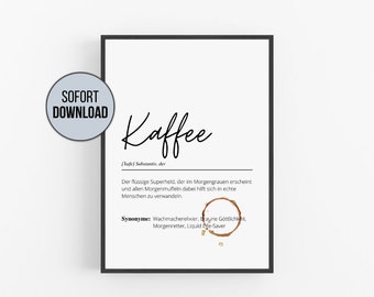 Coffee Poster Definition | Kitchen kitchen picture kitchen poster saying | Coffee lover gift | Download