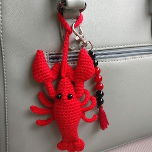 Crochet Lobster  Keychain  – Handmade Red Lobster Bag Charm, Cute Sea Animal Toy, Ocean Gift, Nautical Decor. Lobster Bag keychain