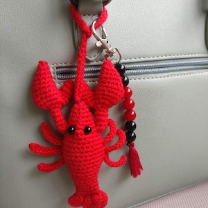 Bag charm Lobster Keychain – Handmade Amigurumi Sea Animal Bag Charm – Cute Red Lobster Gift – Ocean Lover Accessory