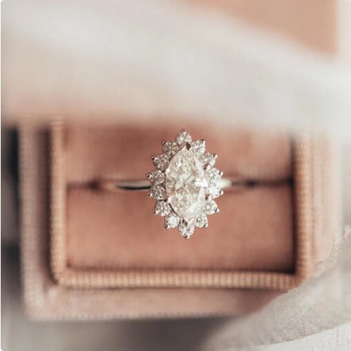 1.00ct Marquise Moissanite Engagement Ring Moissanite Marquise