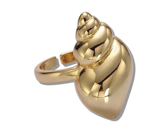 18K Gold Filled Seashell Adjustable Ring