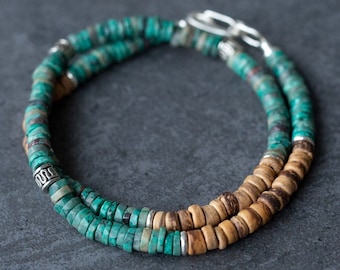 Heishi armband - chique etnische armband - semi-kostbare parelarmband - cadeau voor mannen - handgemaakte handgemaakte sieraden