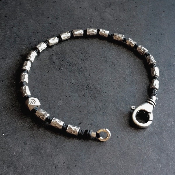 Bracelet Argent 925 - Bracelet Macrame - Bracelet Ethnique Chic - Cadeau Pour Homme - Bijoux Artisanaux By Minerals Paris
