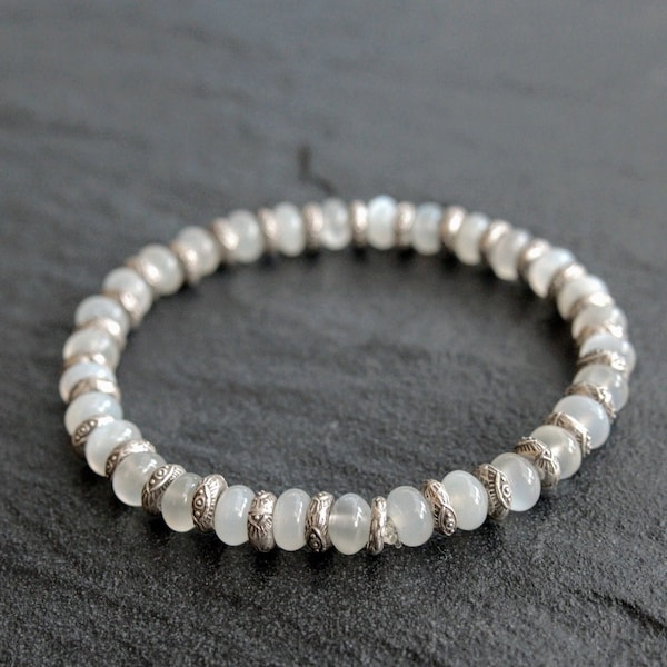Bracelet Perle Semi Precieuse et Argent 925 - Cadeau pour Homme - Cadeau pour Femme - Bracelet Ethnique Chic - Bijoux Artisanaux Fait Main