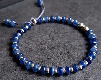 Bracelet pour Homme en Kyanite et Argent Massif  • Bijoux de Lithothérapie Fait Mains • Cadeau Unique et Artisanal