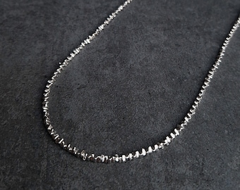 Minimalist Sterling Silver Beaded Necklace - 1 year anniversary gift for boyfriend - Boho Handmade Jewelry by Minerals Paris