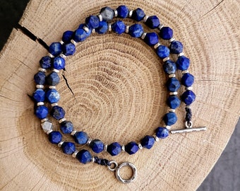 Lapis Lazuli Blue Bracelet - Faceted Gemstones Bracelet - Hunting Gifts For Men - Men Luxury Jewelry by Minerals Paris