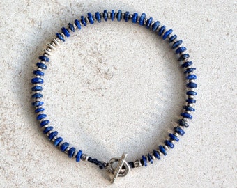 Herenarmband - Nomad Armband - Heishi Lapis Lazuli Kralen en Sterling Zilver - Cadeau voor mannen - Ambachtelijke sieraden van Minerals Paris