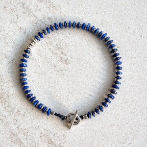 Heishi Semi Precious Beads - Lapis Lazuli Bracelet - Hill Tribes Silver Bracelet - Tribal Silver Beads - Handmade Jewelry by Minerals Paris