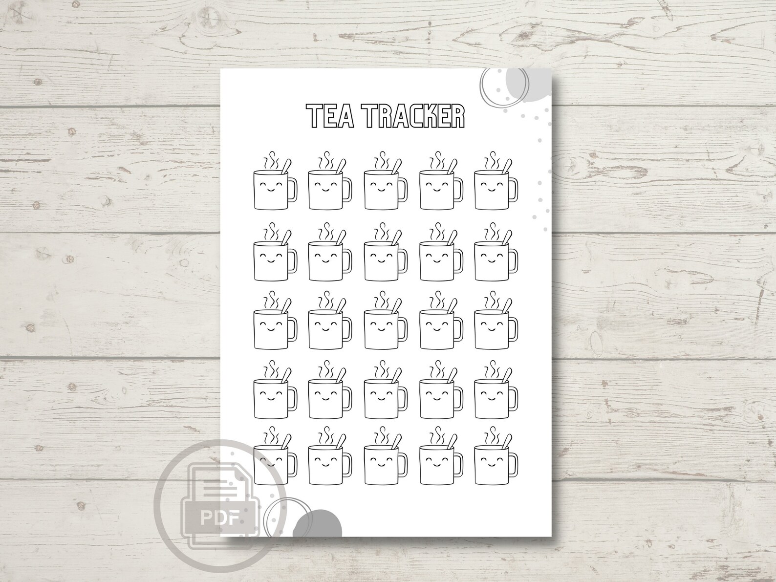 Trackerr Tea Tea Tracker Sheet | Color in Tea Chart | Tea Lover Journal | PDF File ...