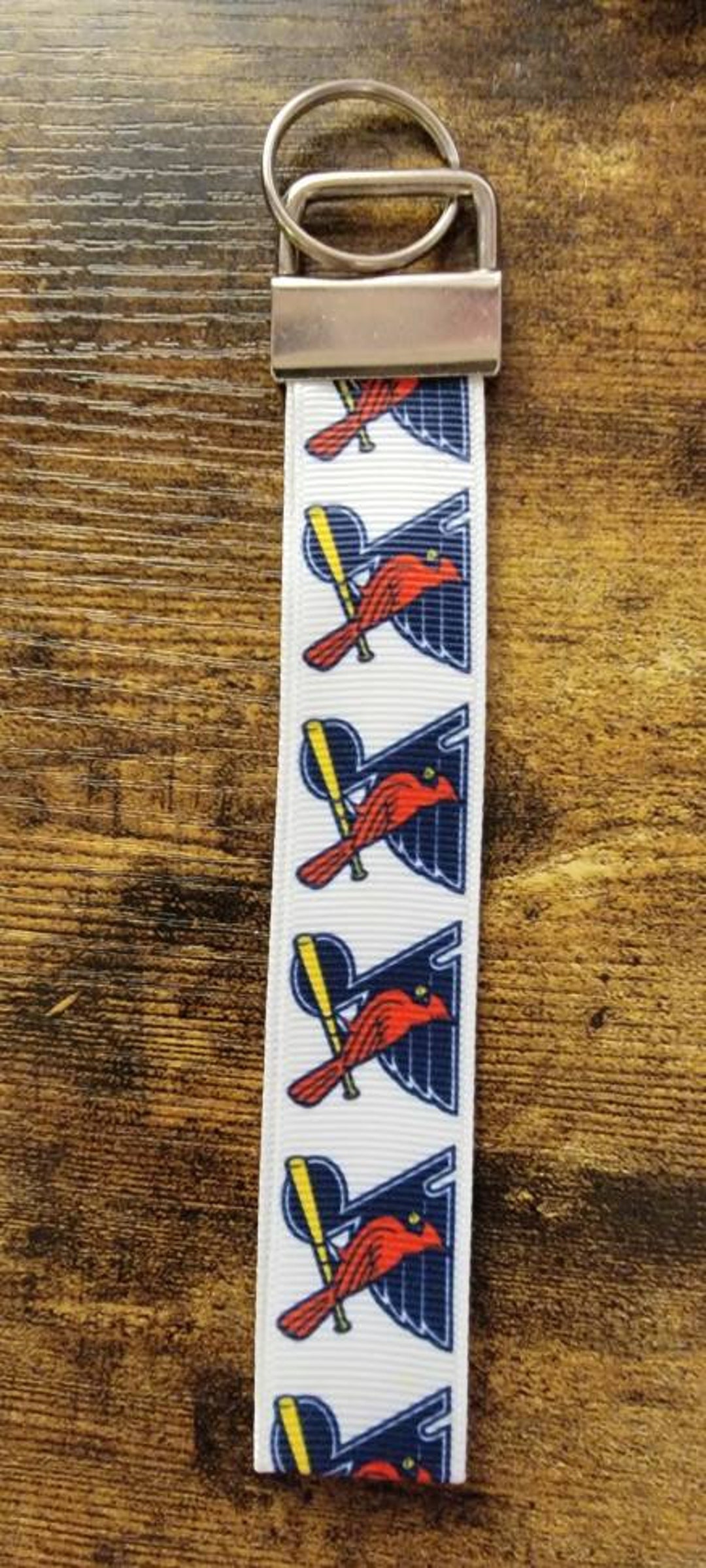 St Louis Cardinals Inspired Keychain Wristlet: Red and Navy