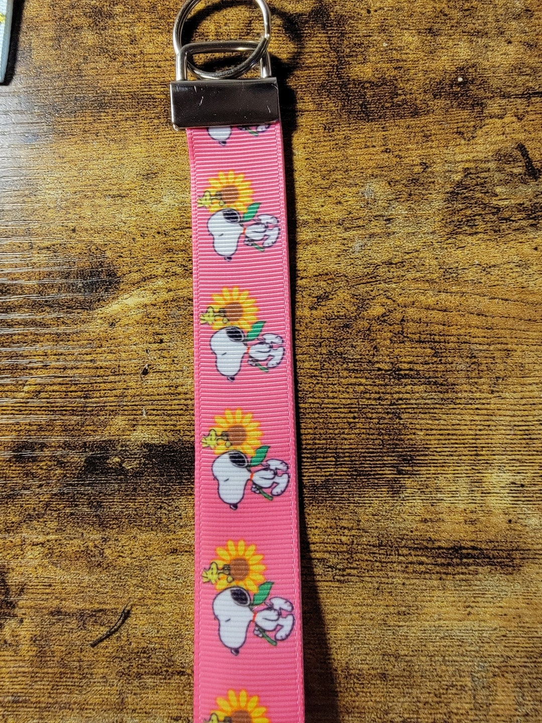Snoopy With Sunflowers Keychain Wristlets Etsy