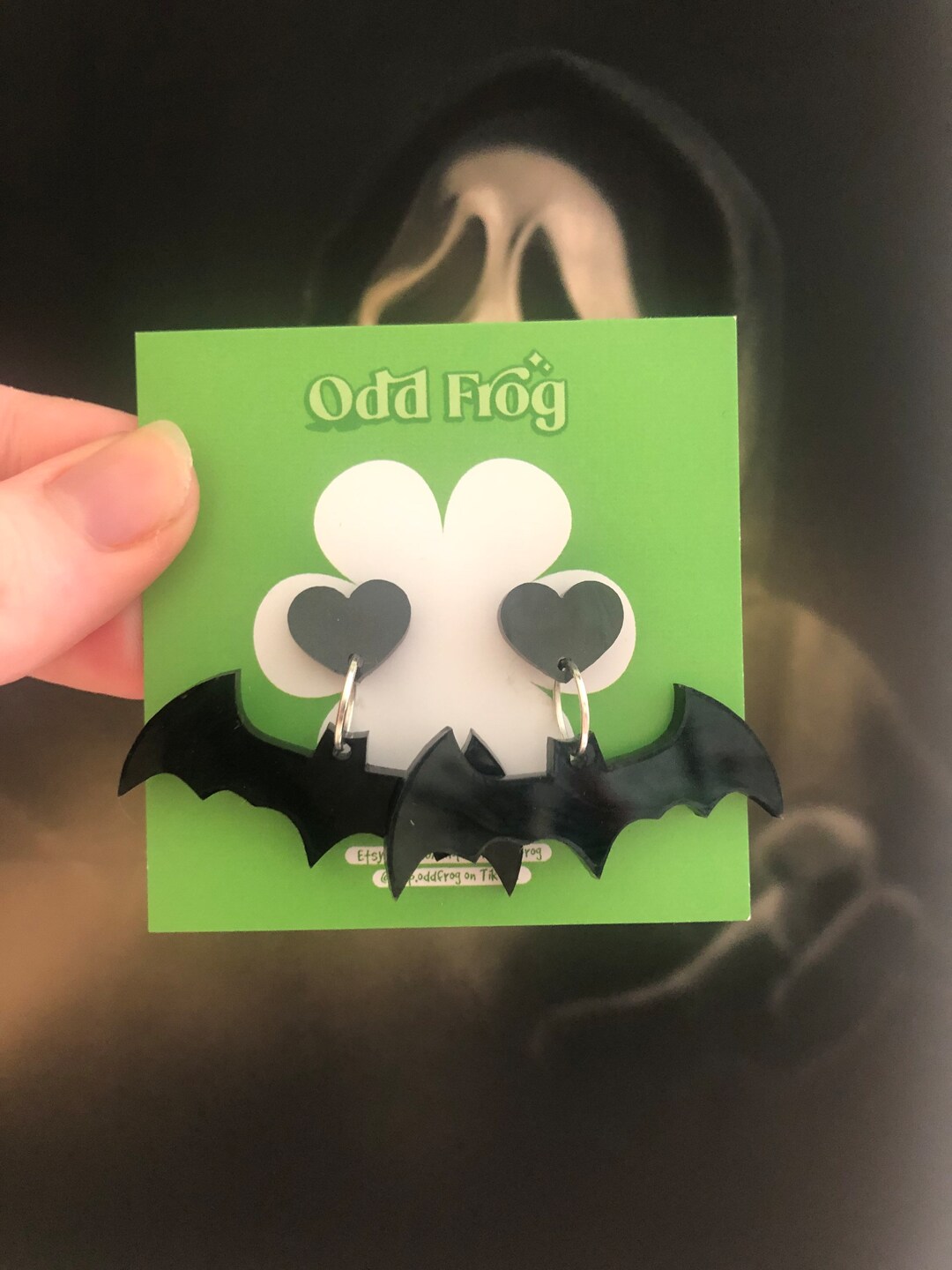 Cute Bats Halloween Goth Black Spooky Dangle Statement Acrylic Etsy