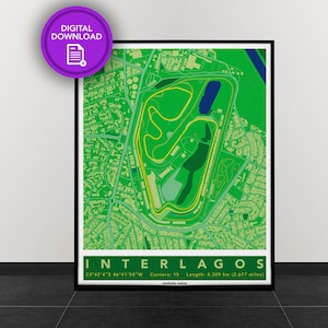 Interlagos, Brasilien | Track Map für Poster Wandkunst | Formel 1 Poster | Digitaler Download