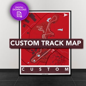 Aangepaste racebaankaart | Digitaal downloaden | Gepersonaliseerde kaartposter | Afdrukbare kaart kunst aan de muur | Motorsport cadeau voor housewarming